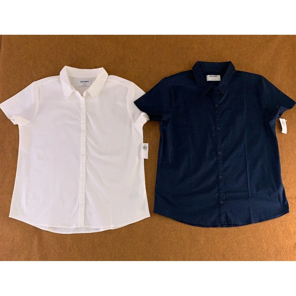 Old Navy Girls Size XXL (18) School Uniform Short-Sleeve Poplin Shirt 2-Pack NWT
